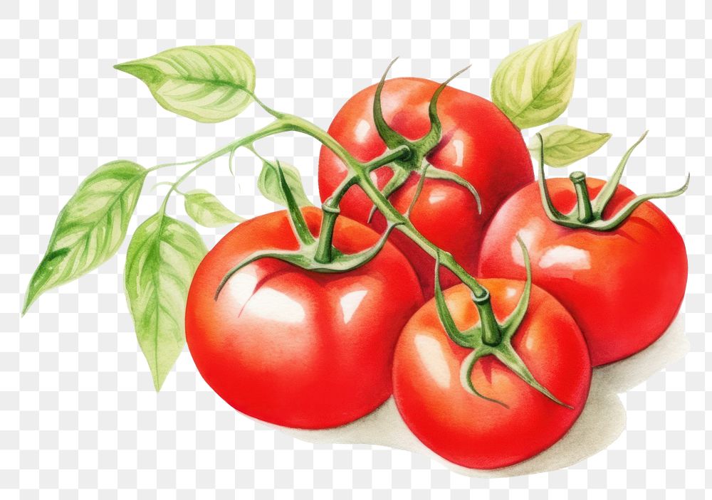 PNG Tomato border watercolor vegetable fruit plant.