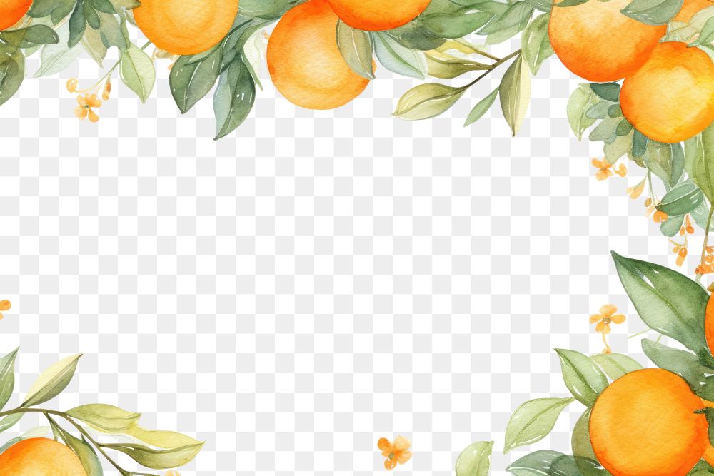 PNG Orange fruits border watercolor backgrounds grapefruit plant.