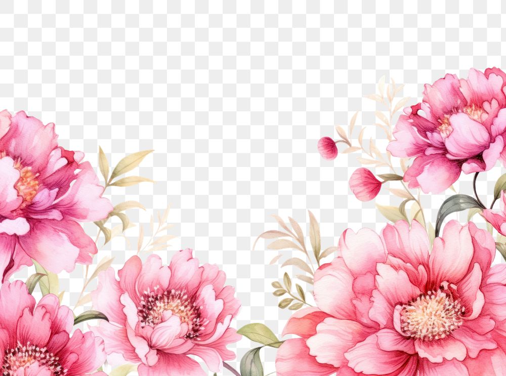 PNG Peony flowers border watercolor backgrounds pattern dahlia.