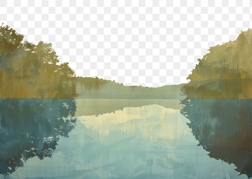 PNG Lake painting landscape outdoors.
