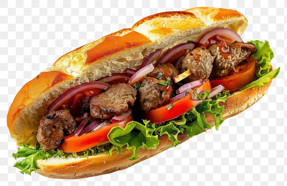 PNG Look delicious kebab sandwich meat food hamburger.