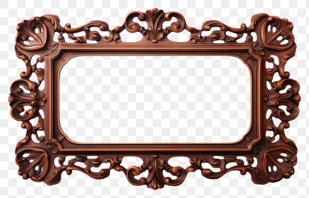 PNG Copper frame vintage mirror white background architecture.