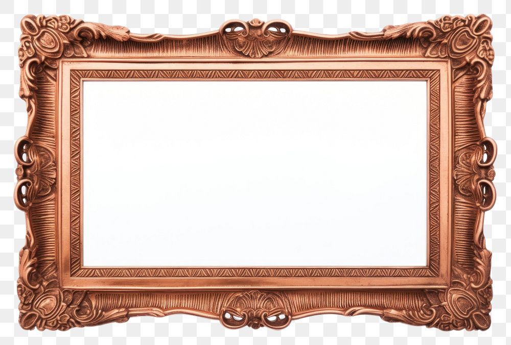 PNG Copper frame vintage mirror white background architecture.