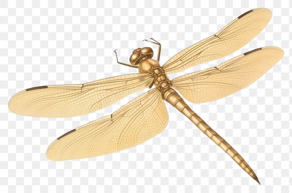 PNG Realistic vintage drawing of dragonfly animal insect invertebrate.