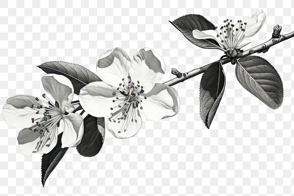 PNG Realistic vintage drawing of flowers sketch blossom plant.