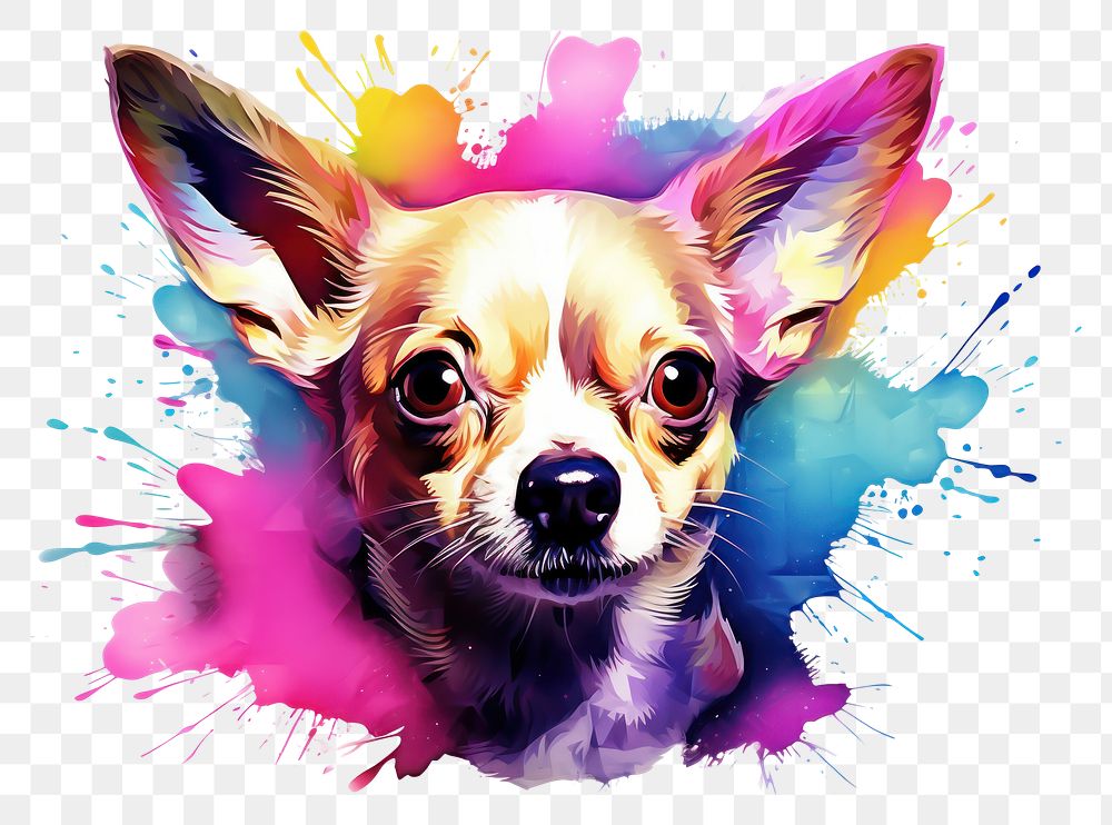 PNG Dog colored chihuahua painting.