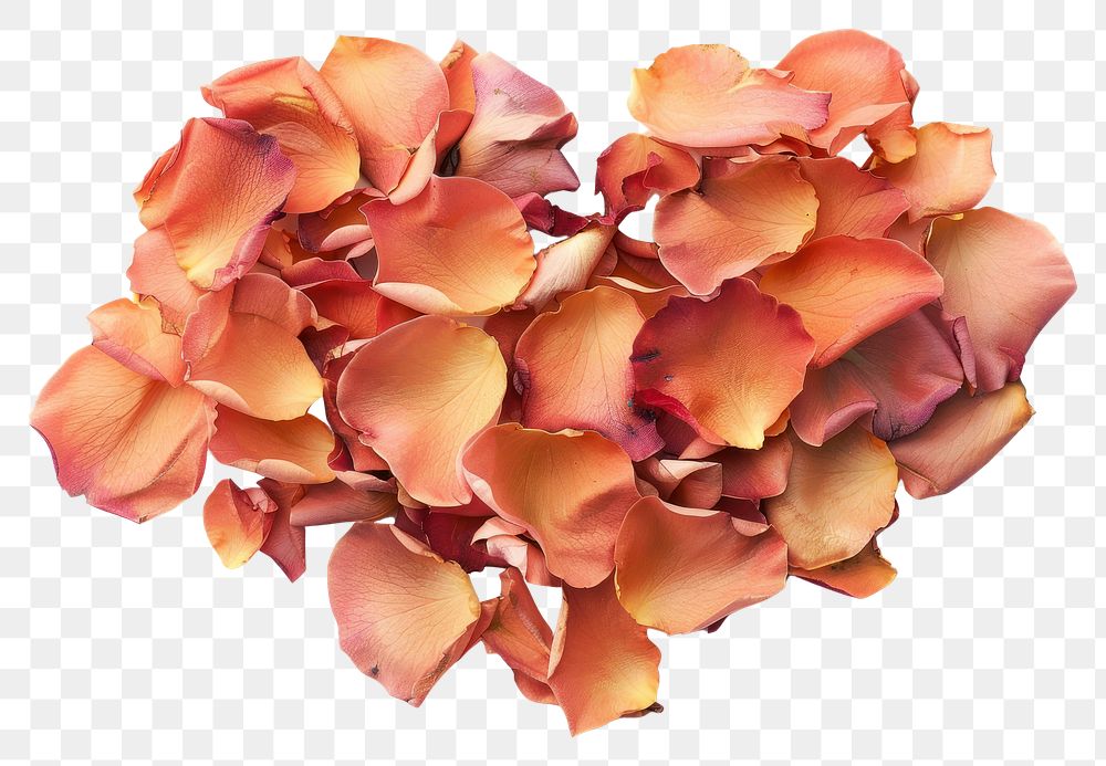 PNG Rose petals arranged in heart shape flower plant white background.