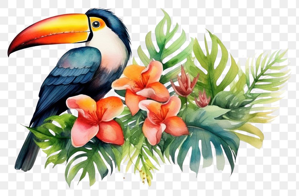 PNG Toucan plant bird flower.