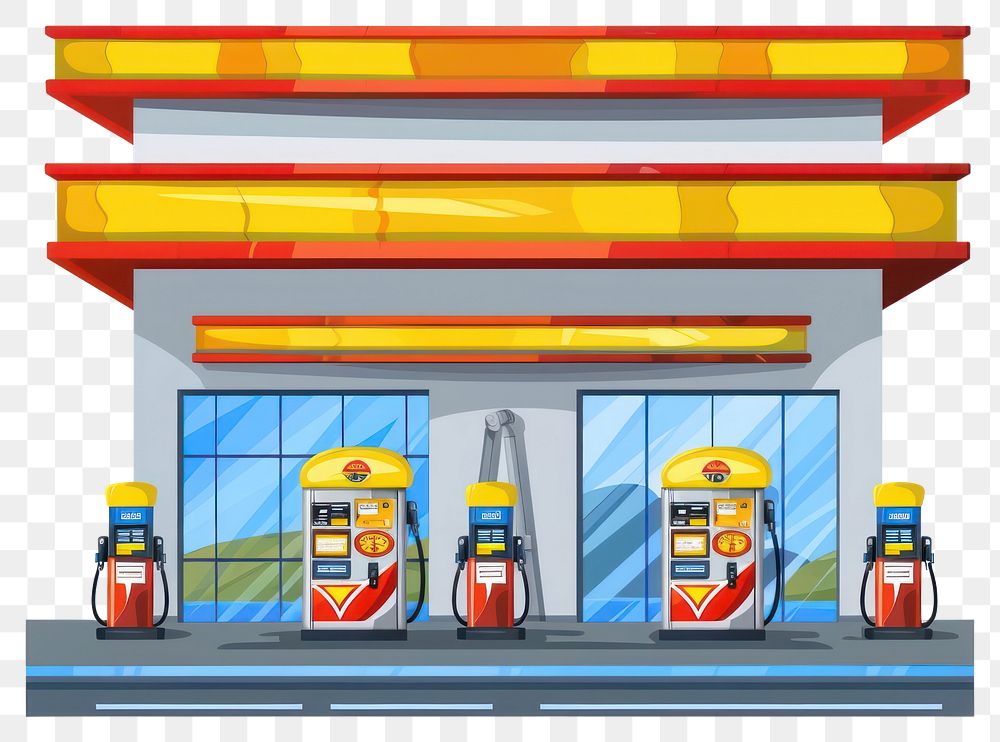 PNG Cartoon of Gas station architecture white background gas station.