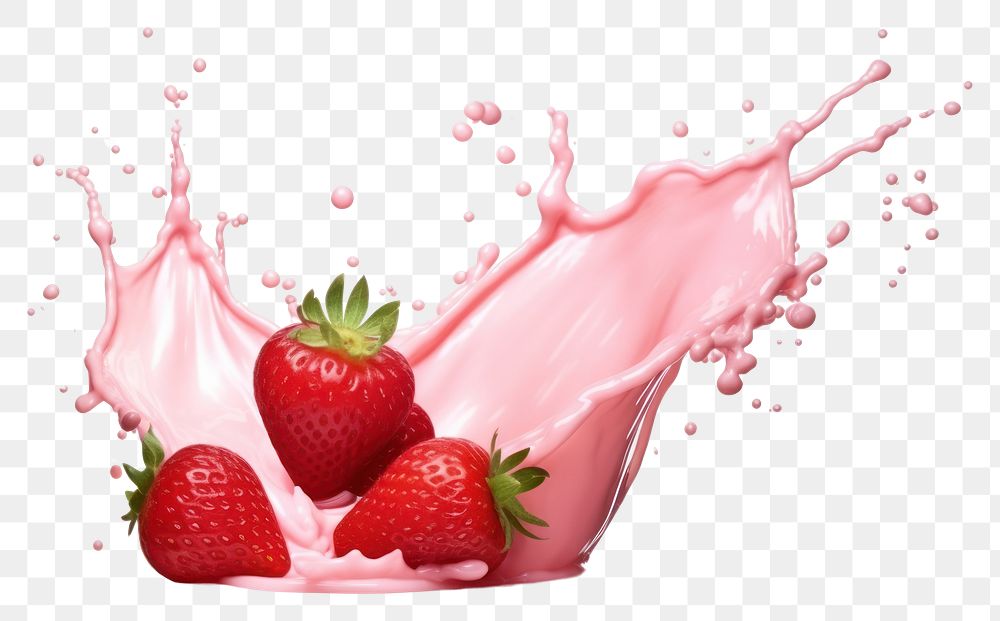 PNG Splash milk strawberry berries.