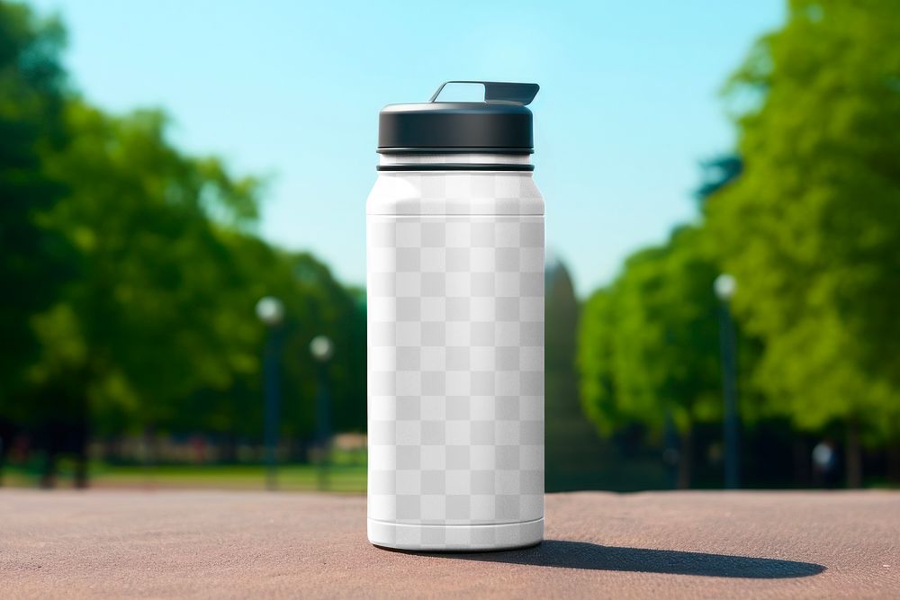 Insulated water bottle png mockup, transparent design