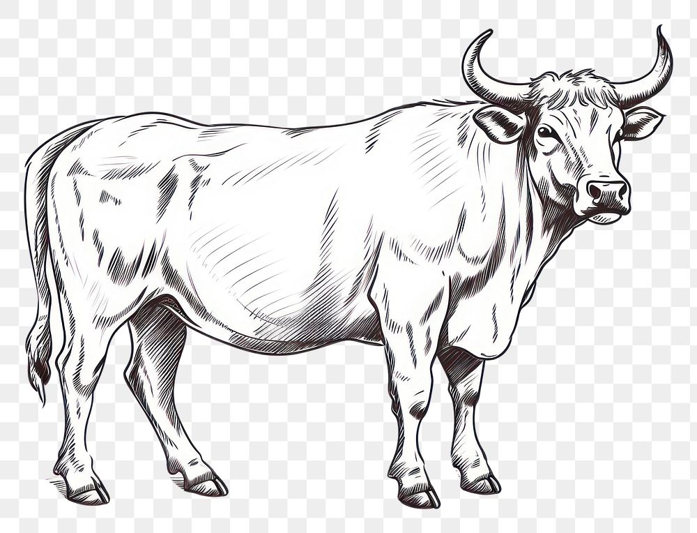PNG Full body Cattle logo drawing cattle sketch.