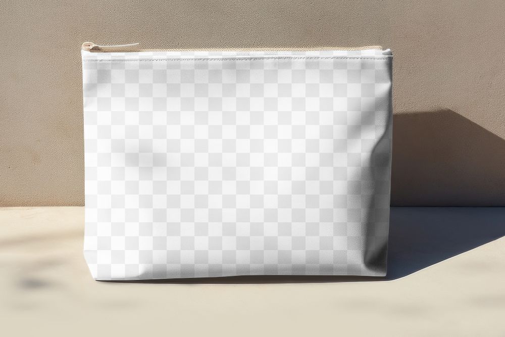 Cosmetic pouch bag png mockup, transparent design