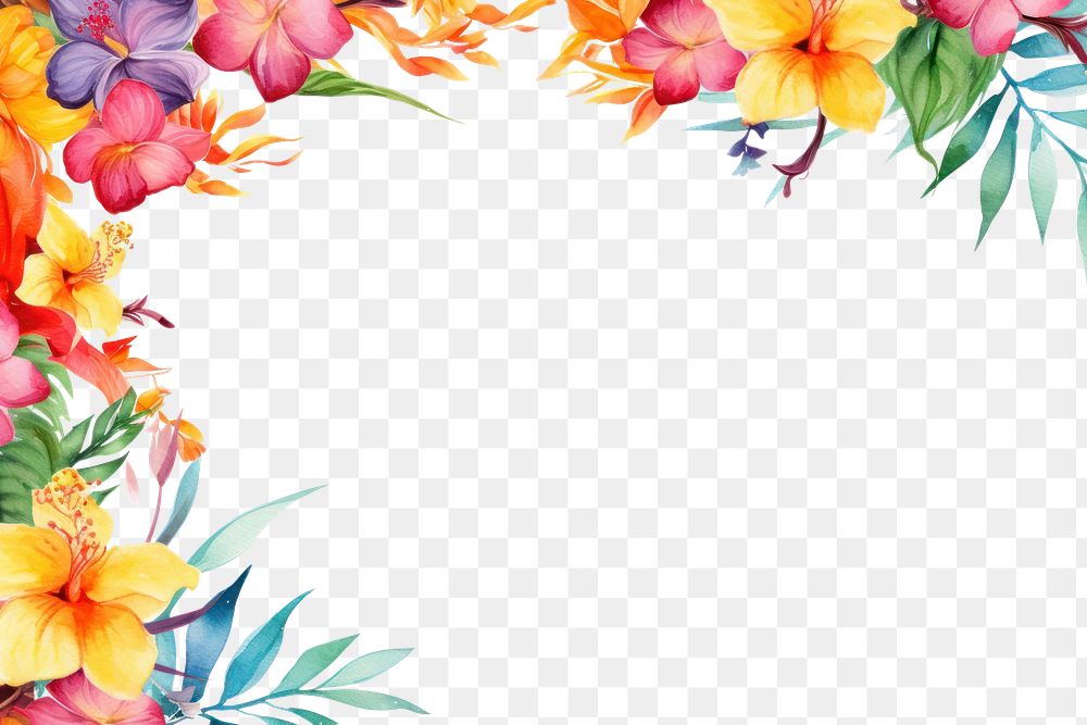 PNG Tropical flower border watercolor backgrounds pattern plant.