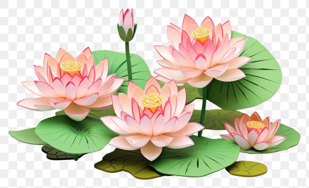 PNG 3d Paper lotus flower plant lily.