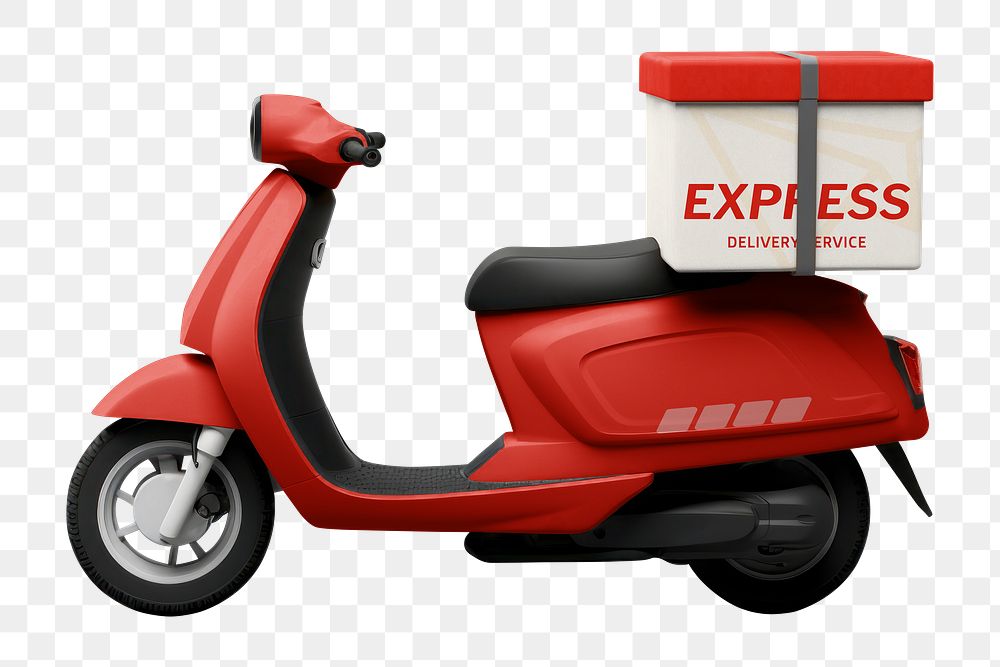 PNG red delivery scooter, transparent background