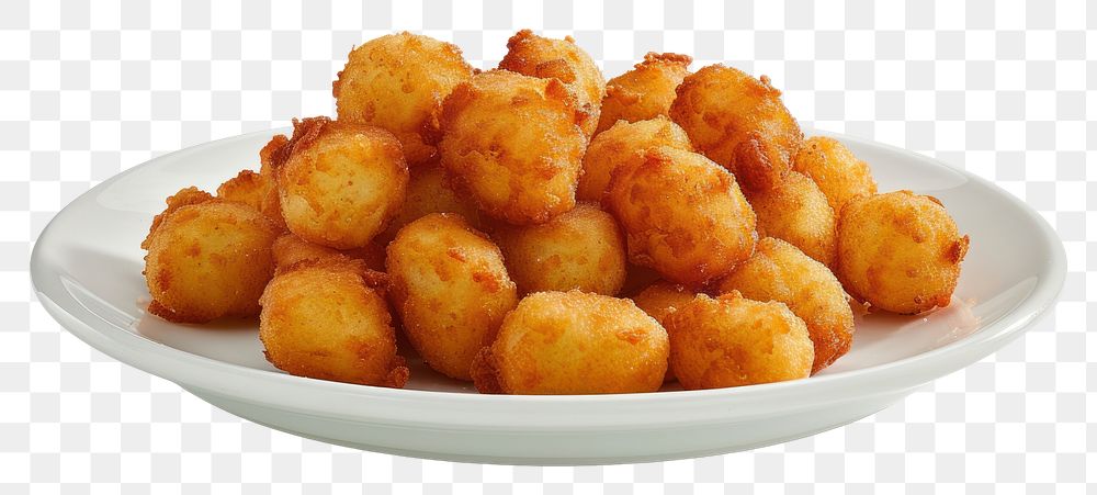 PNG Tater tots on white plate food white background tater tots.