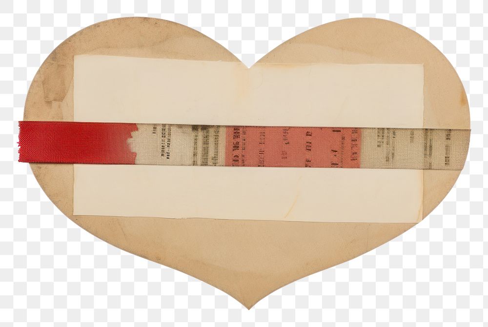PNG  Tape stuck on the heart paper white background bandage.