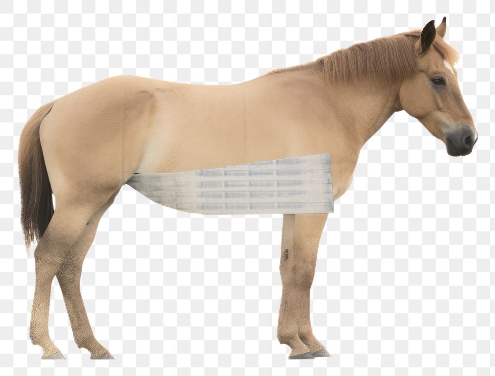 PNG Tape stuck on the horse animal mammal white background.