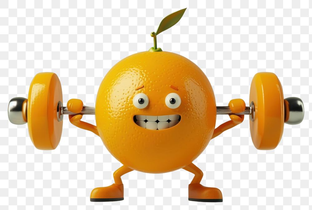 PNG Orange character cartoon weight fruit.