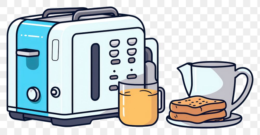 PNG Coffee machine toast cartoon cup.
