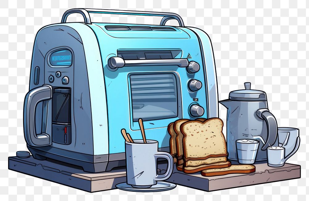 PNG Coffee machine toast cartoon technology.