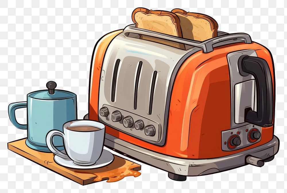 PNG Coffee machine toast appliance cartoon.