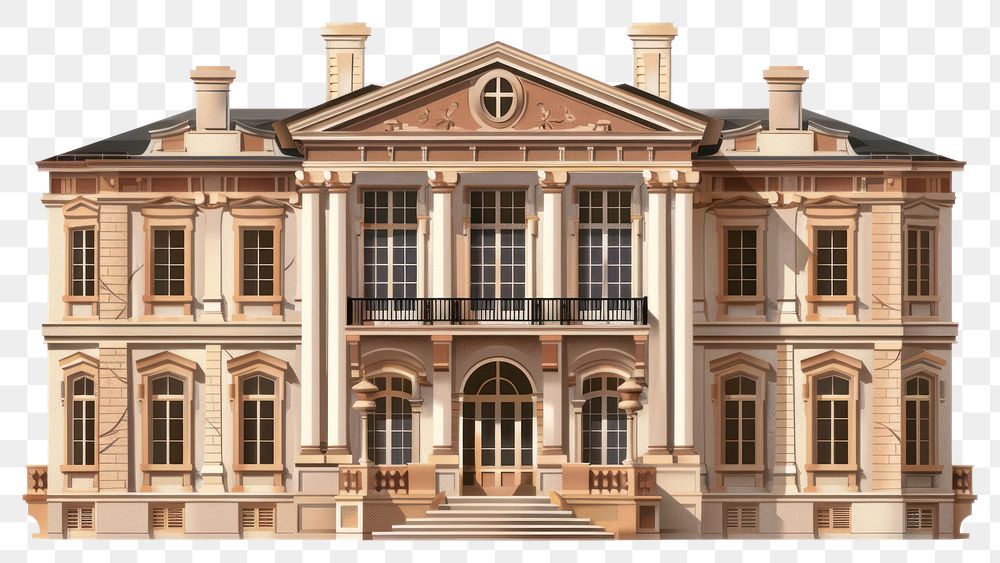PNG Architecture illustration baroque architecture building house white background.