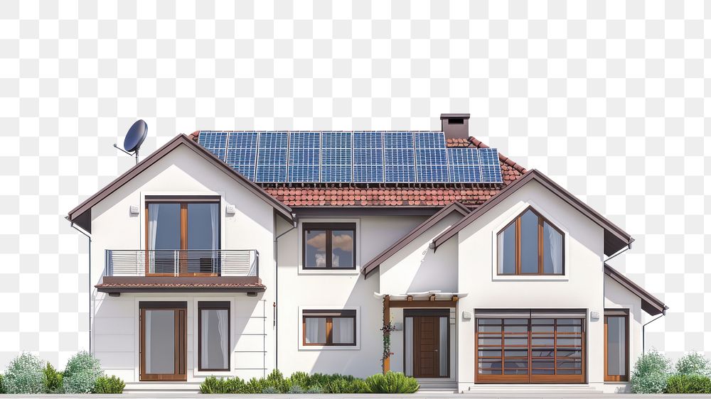 PNG Architecture illustration house with solar system building white background electricity.