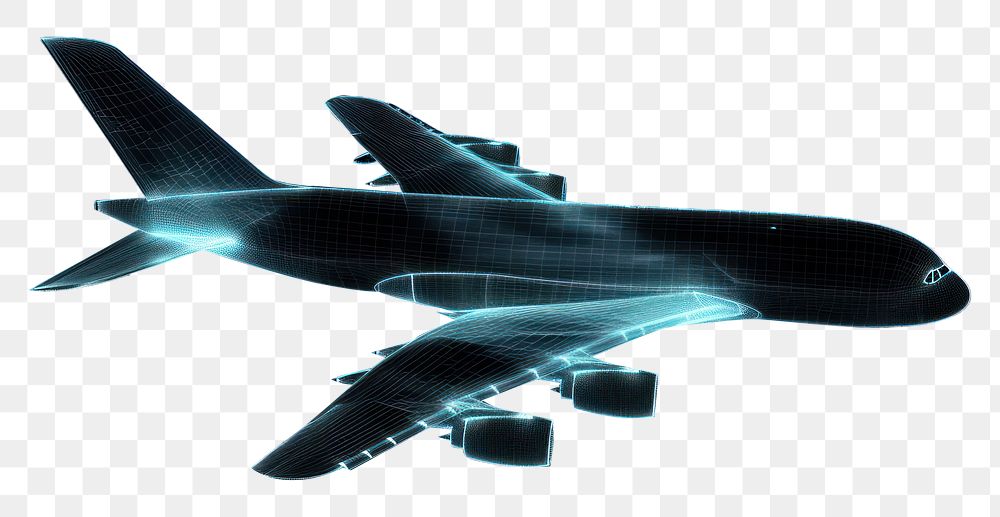 PNG  Glowing wireframe of airplane futuristic aircraft airliner.