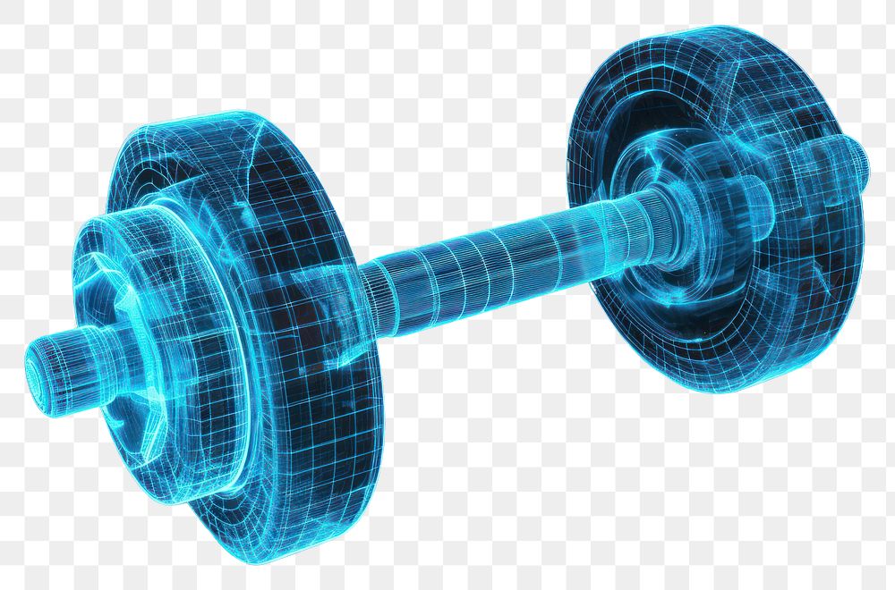 PNG  Glowing wireframe of dumbbell futuristic sports black background.