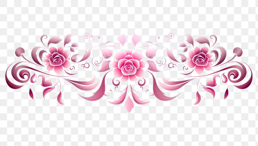 PNG Ornament divider rose pattern pink white background.