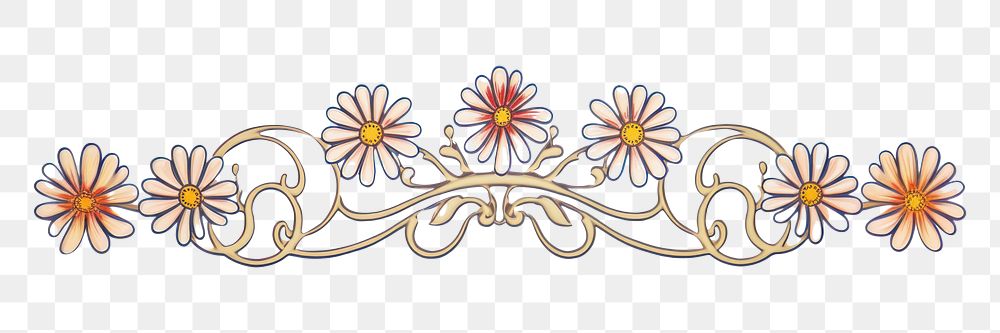 PNG Ornament divider daisy pattern art accessories.