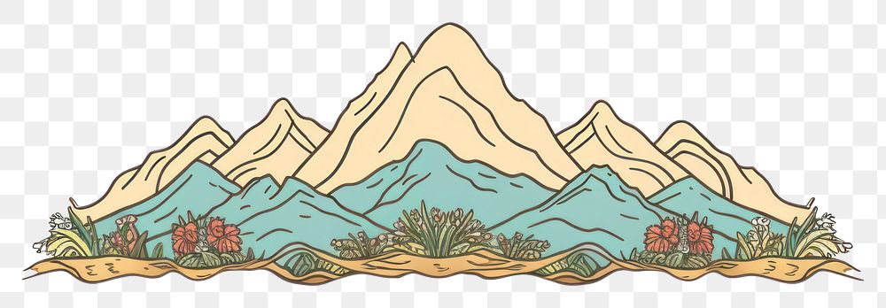 PNG Ornament divider mountain landscape outdoors drawing.