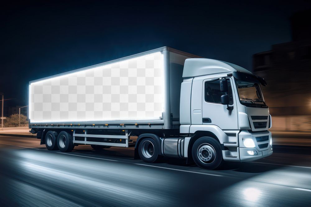 Delivery truck billboard png mockup, transparent design