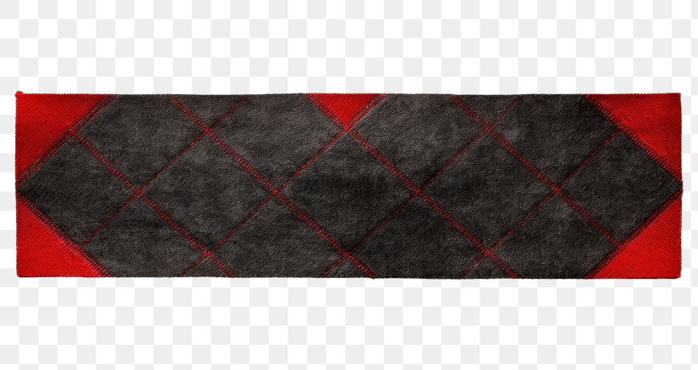 PNG Argyle pattern adhesive strip black red white background.