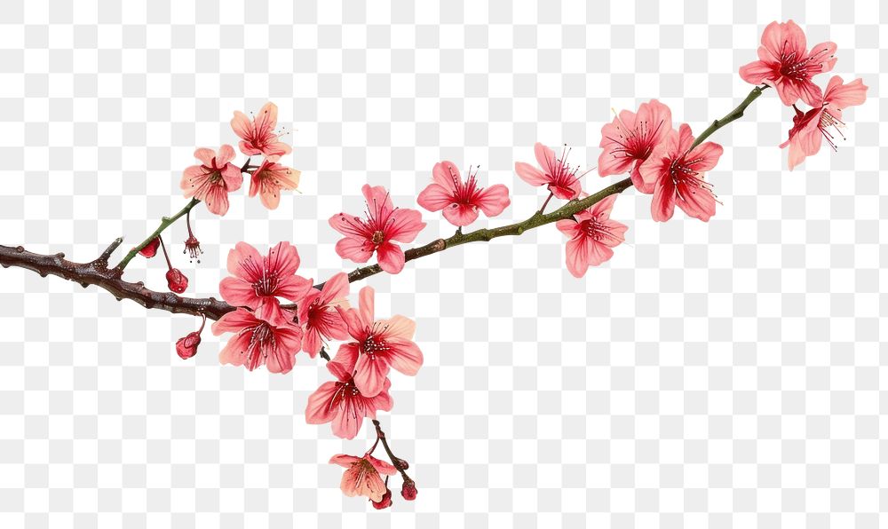 PNG Cherry blossom branch flower plant petal.