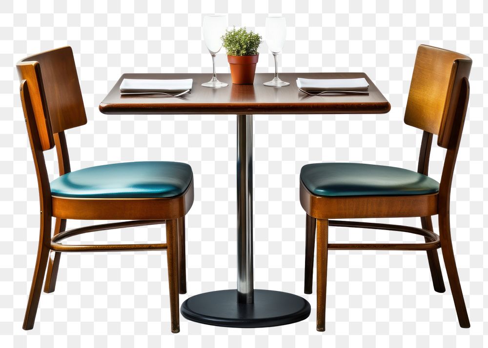 PNG Table and chair restaurant furniture white background.