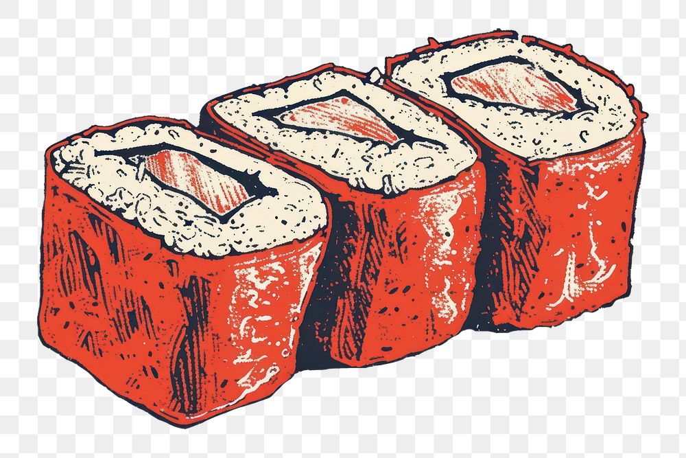 PNG Sushi red container cartoon.