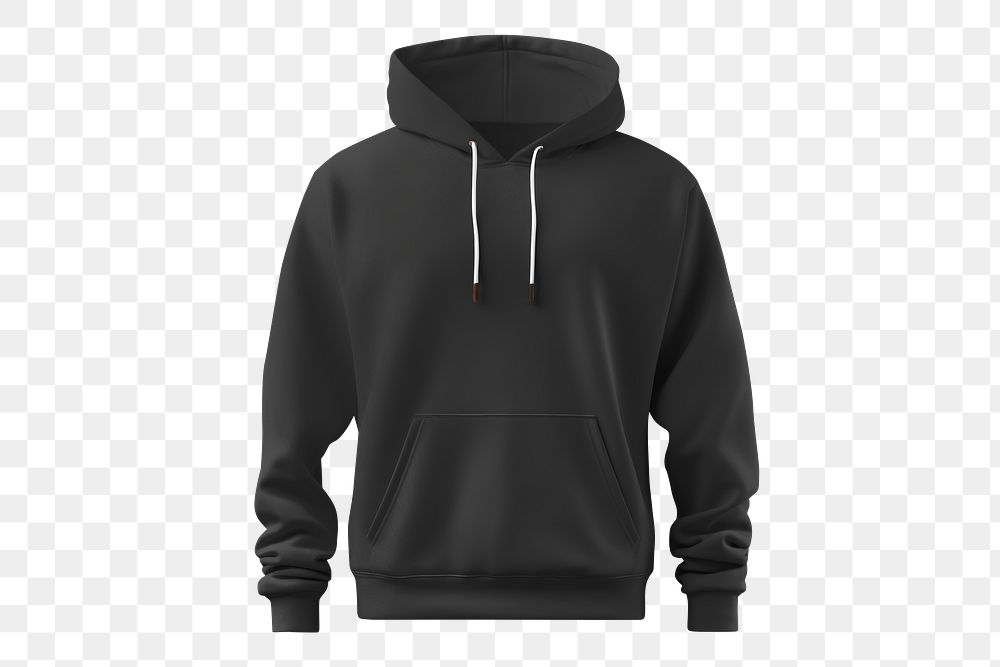 PNG men's black hoodie, transparent background