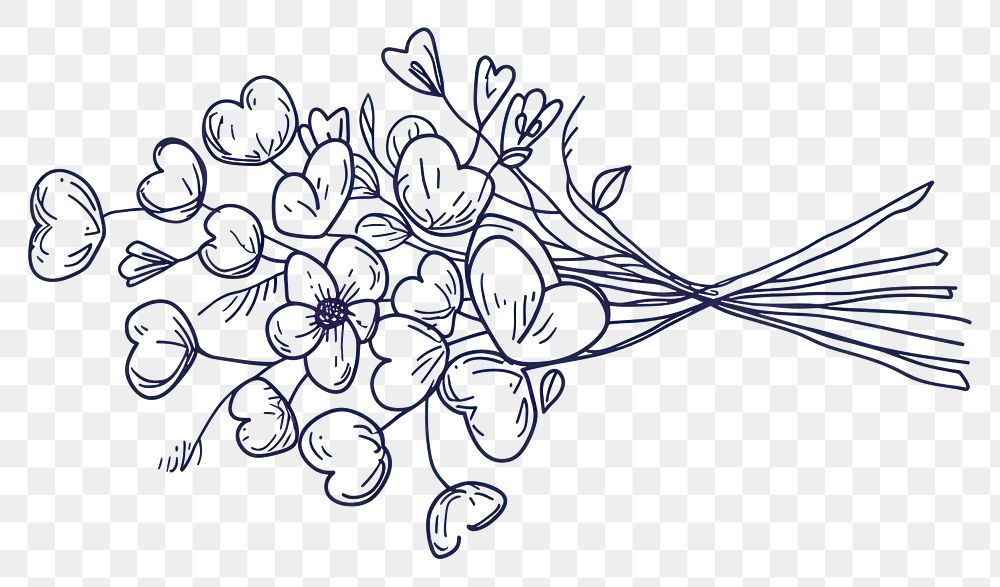 PNG Valentines buquet drawing sketch flower.