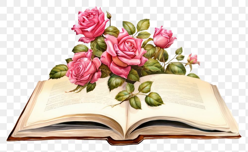 PNG  Illustration of open book publication reading flower