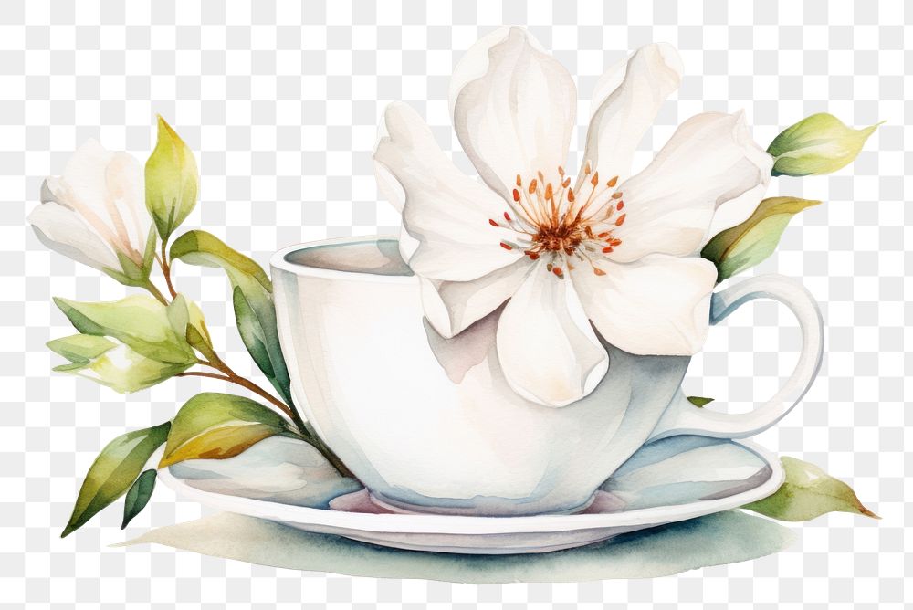 PNG Illustration white cup flower | Premium PNG - rawpixel