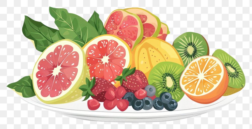 PNG Fruit platter fruit grapefruit raspberry.