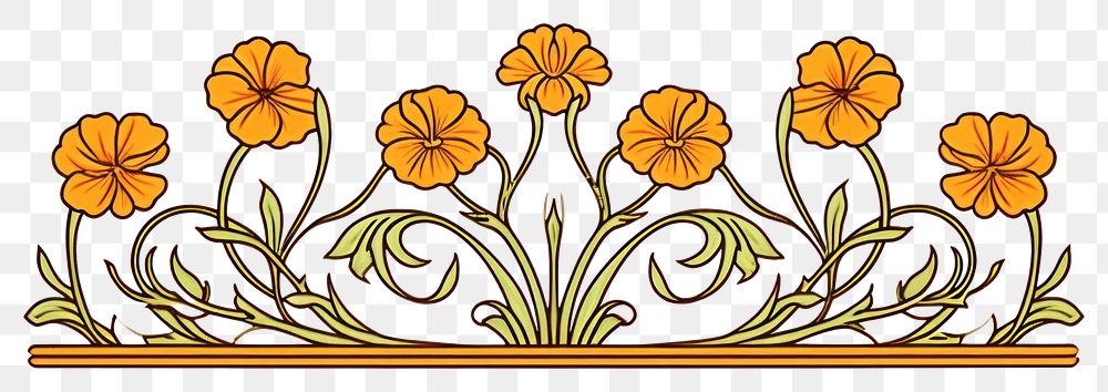 PNG Ornament divider marigold pattern plant art.