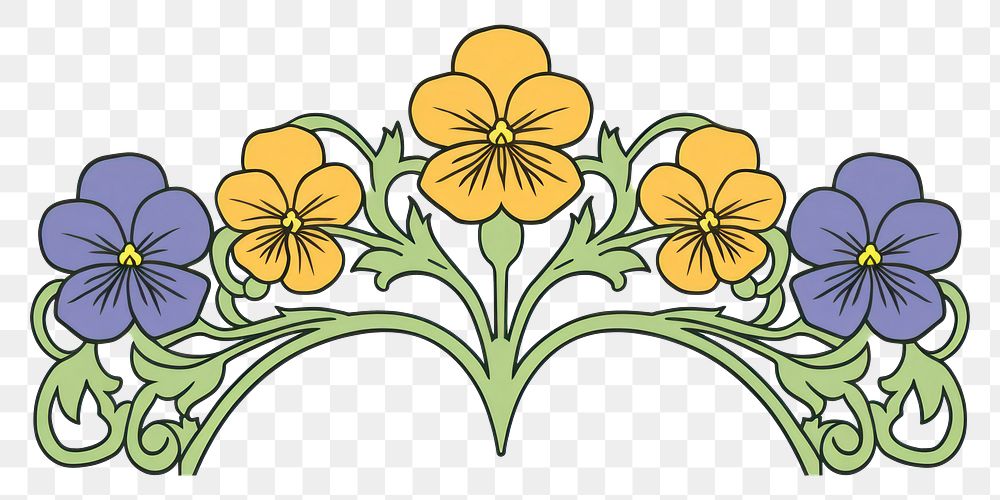 PNG Ornament divider pansy pattern flower plant.