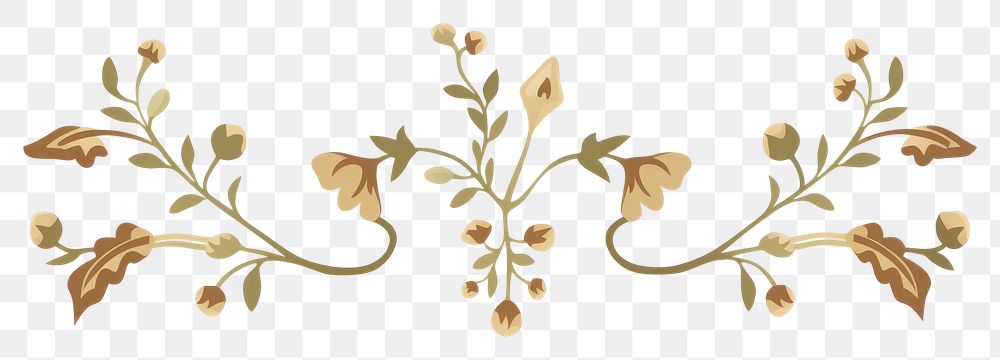 PNG  Wildflower divider ornament pattern white background calligraphy.