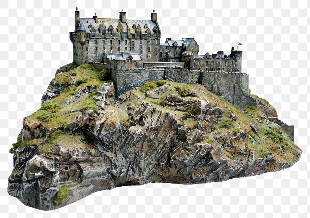 PNG Edinburgh castle architecture building white background.