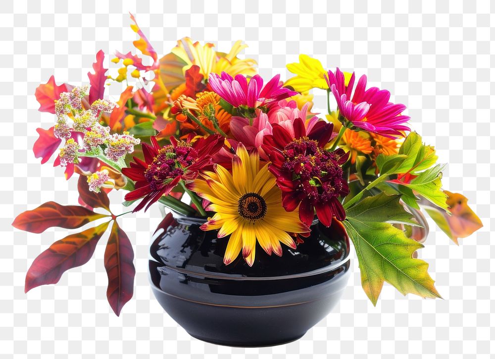 PNG Fall flowers vase plant petal