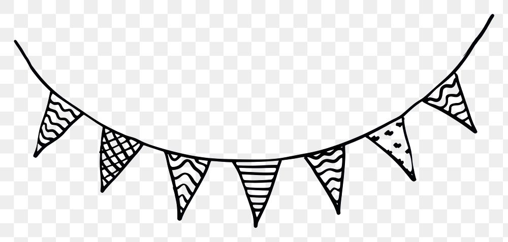 PNG Divider doodle birthday party flag pattern line celebration.